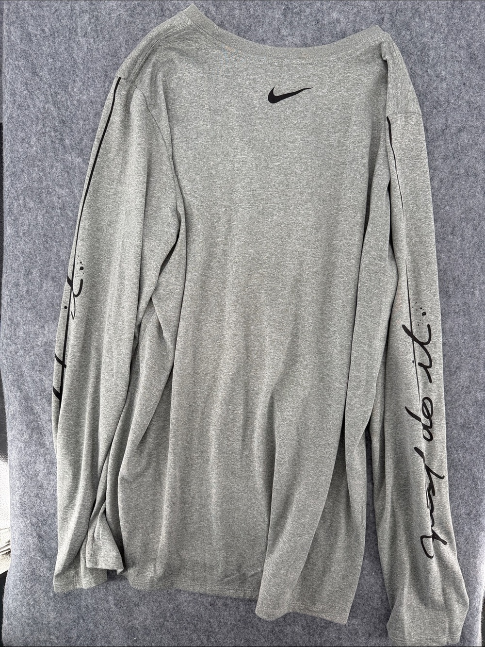 Nike long sleeve double logo Just Do It down sleeves blk and grey shirt size XL - Picture 4 of 7